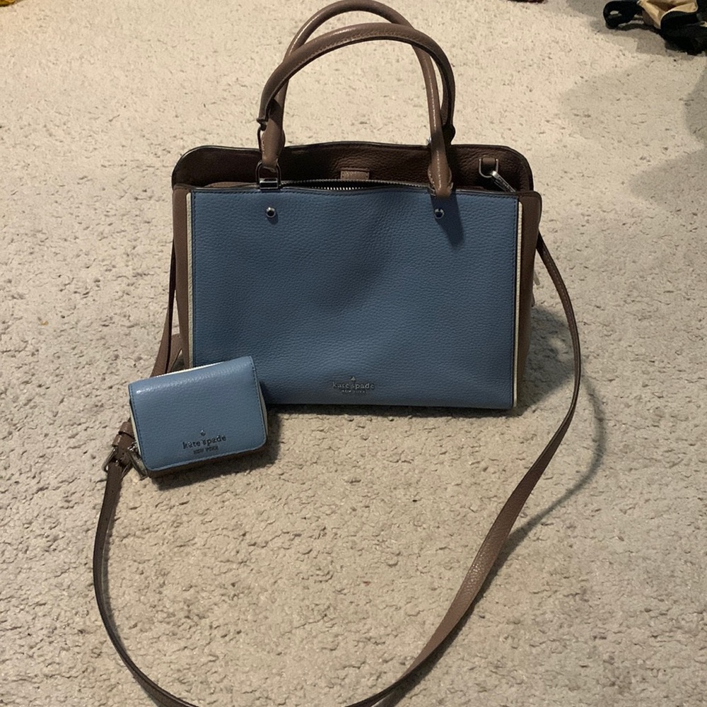 Kate Spade Blue and Brown Handbag/Wallet Bundle
